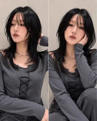 セミロング 韓国レイヤー 田中 励也のヘアスタイル