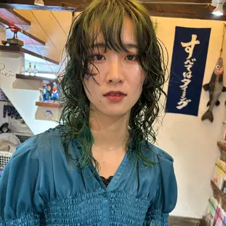 ミディアム パーマ 大石 朱純のヘアスタイル