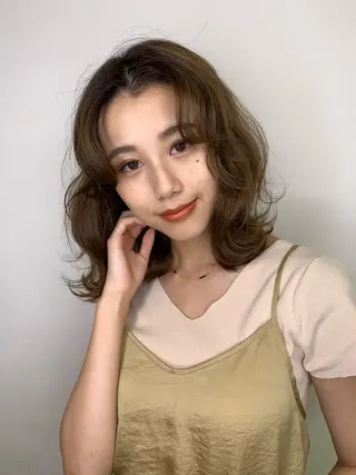 ミディアム カラー 透明感カラー✂︎ /縮毛矯正/YUKAのヘアスタイル