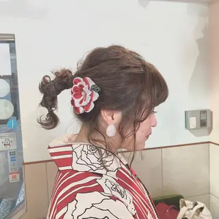 ミディアム カラー パーマ ヘアアレンジ 加藤 綾華のヘアスタイル
