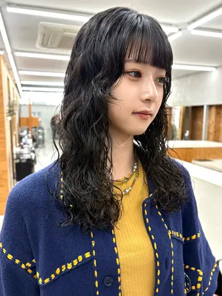 セミロング パーマ tuco 森田浩平のヘアスタイル