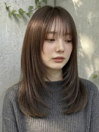 セミロング 艶髪縮毛矯正/透明感 カラー/Arisaのヘアスタイル