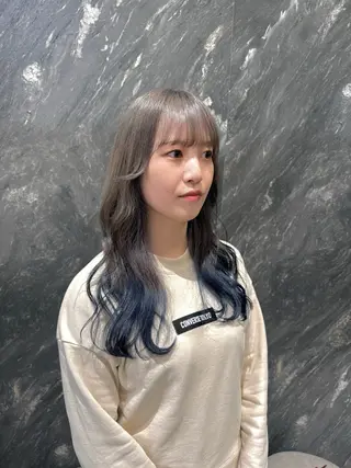 セミロング カラー 優菜🎀メンズパーマ /ハイトーンカラーのヘアスタイル