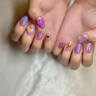 ミディアム カラー パーマ ヘアアレンジ メンズ キッズ ネイル マツエク・マツパ el. by Aoのネイルデザイン