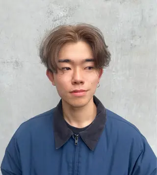 ミディアム カラー メンズ 💈ニュアンスパーマ センターパート💈のヘアスタイル