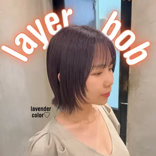 セミロング 新宿/顔周りカット +レイヤー＝しずく♩のヘアスタイル