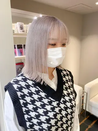 ミディアム カラー ボブ/レイヤーカット 縮毛矯正/コウキ新宿のヘアスタイル