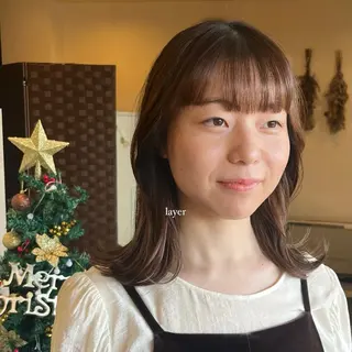 ミディアム レイヤー/透明感艶 カラー丸山ななほのヘアスタイル