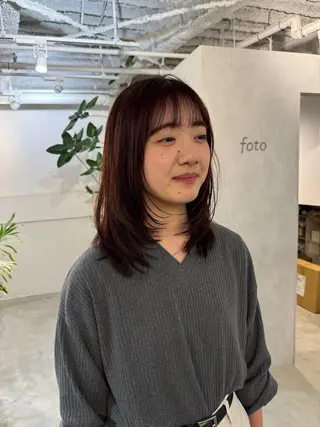 セミロング 新宿/顔周りカット +レイヤー=しずく♩のヘアスタイル