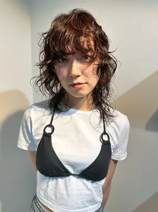 セミロング カラー パーマ 🎀オイダイラ モモカ🎀のヘアスタイル