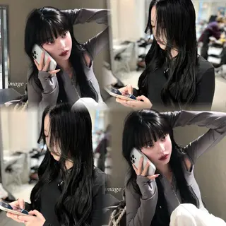 ロング カラー 韓国ハイレイヤー ハッシュカット特化のヘアスタイル
