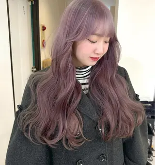 ロング カラー mizuki/ピンク ベージュ.レイヤーのヘアスタイル