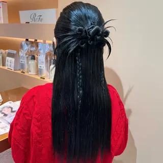 ロング ヘアアレンジ ✨カチモリ✨レイヤー 韓国ヘア🇰🇷ゆいのヘアスタイル