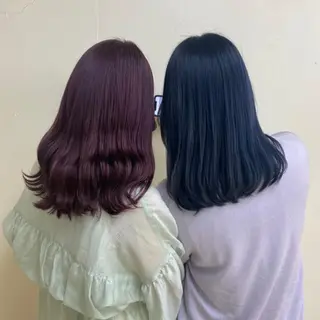 セミロング カラー ヘアアレンジ 💕上野美容師☁ ブリーチ💖サワのヘアスタイル