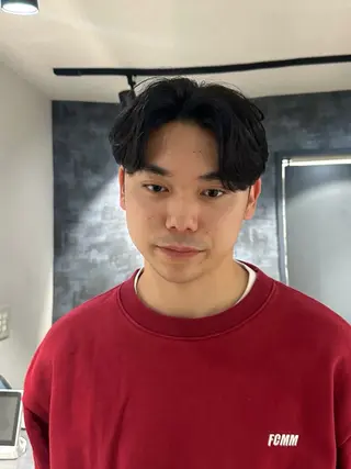 ミディアム パーマ メンズ 💈ニュアンスパーマ センターパート💈のヘアスタイル
