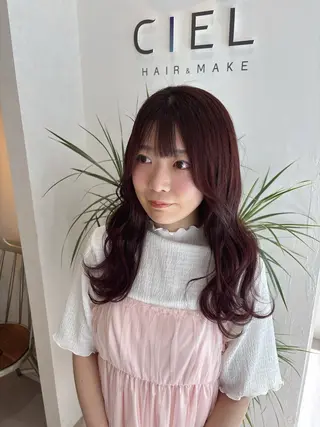 ロング カラー Rena/レイヤー/ ピンク/透明感のヘアスタイル