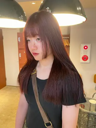カラー 縮毛矯正/暖色カラー ピンクベージュのヘアスタイル