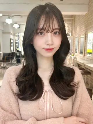 セミロング カラー 🤎韓国ヘア ベージュ まゆか🤎のヘアスタイル