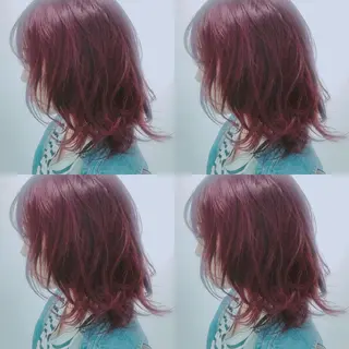 カラー 💓パーマ，💗 レイヤーカットのヘアスタイル