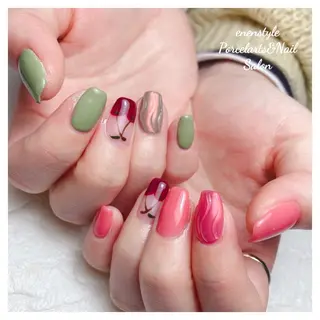 ミディアム ネイル 🐾enen style 🐾のネイルデザイン