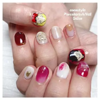 ミディアム ネイル 🐾enen style 🐾のネイルデザイン
