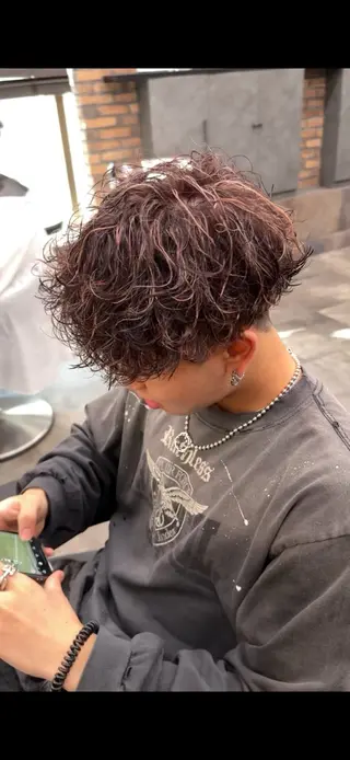 ショート カラー パーマ ヘアアレンジ メンズ キッズ 波巻き/シャドウ/ 特化 福田朝輝のヘアスタイル