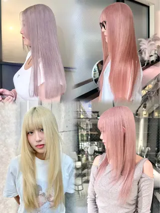 セミロング カラー ❤️ハイトーンカラー QIN🤍のヘアスタイル
