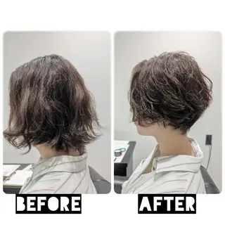ショート カラー パーマ ヘアアレンジ 心斎橋/難波ショート 白髪ぼかし 中尾のヘアスタイル