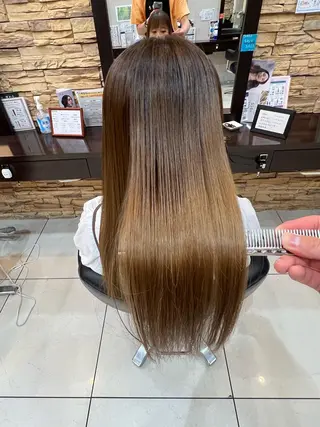 ロング 福岡縮毛矯正✨️ ストレート 向井和輝のヘアスタイル