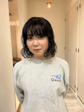 ミディアム パーマ ショート& パーマ　坂本のヘアスタイル