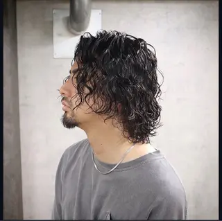ミディアム パーマ メンズ 渋谷/メンズパーマ/ 縮毛矯正/冨島佑太のヘアスタイル