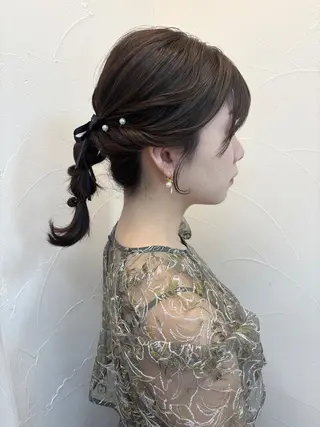 ショート ヘアアレンジ natsumi🍊 /ヘアセットのヘアスタイル