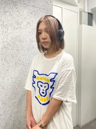 ミディアム カラー ボブ/レイヤーカット 縮毛矯正/コウキ新宿のヘアスタイル
