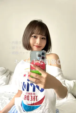ショート カラー 莉乃/縮毛矯正/髪質 改善/艶カラーのヘアスタイル