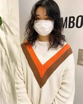 ミディアム カラー パーマ ヘアアレンジ メンズ キッズ ネイル マツエク・マツパ パーマスタイル🔅 sayacaのヘアスタイル