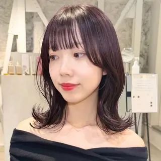 ミディアム カラー 顔周りレイヤー꙳⋆ ミディアム⌇SAKIのヘアスタイル