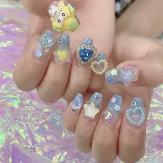 ネイル 渋谷／チップ長さ出し 👑アプレgel-xのネイルデザイン