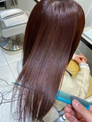 ミディアム 美髪矯正透明感カラー 江川 和輝のヘアスタイル