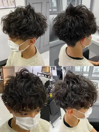 ショート カラー パーマ ヘアアレンジ メンズ 🔥メンズパーマ 特化 渡辺一翔のヘアスタイル