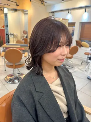 ミディアム 🧡ボブ/うる艶カラ ー🩵 さくら🌸のヘアスタイル