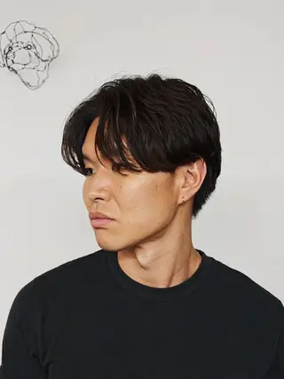 ミディアム パーマ メンズ 怪我の為1ヶ月程 お休みします🙇のヘアスタイル