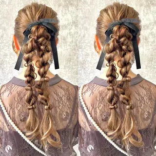 ロング ヘアアレンジ ヘアメ🎀ハイトーン 🩵エクステ🪄しほのヘアスタイル