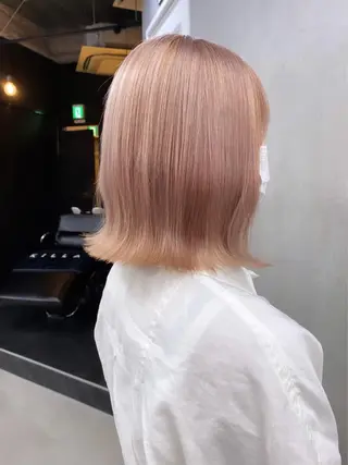 ミディアム カラー ヘアアレンジ ブリーチダブルカラー 元町三宮/三ノ宮のヘアスタイル