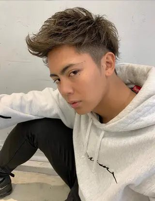 ショート カラー パーマ ヘアアレンジ メンズ 野木 良平のヘアスタイル