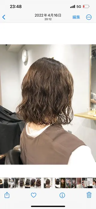 ミディアム カラー パーマ akane/ボブ /ブラウンベージュのヘアスタイル