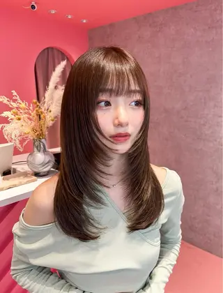 ミディアム カラー 山崎/ボブ縮毛矯正 レイヤー髪質改善のヘアスタイル