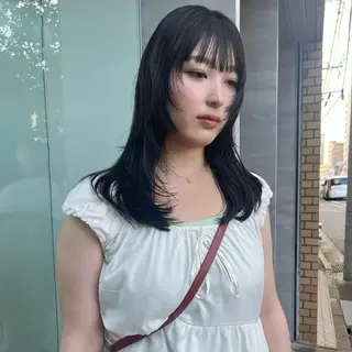セミロング カラー yuumi/大濠🪷 顔周り/ハイトーンのヘアスタイル