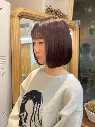 カラー 縮毛矯正/暖色カラー ピンクベージュのヘアスタイル