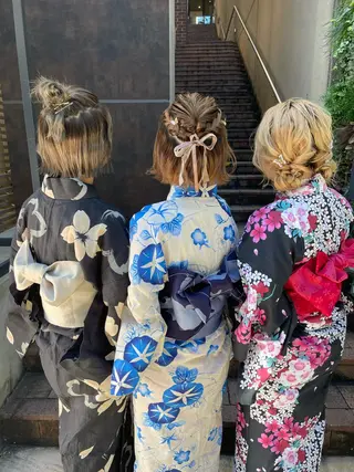 天神最安値エクステ カラーレイヤーカットのヘアスタイル