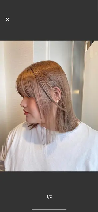 ミディアム カラー ヘアカラー&縮毛矯正 STAR☆RIVERのヘアスタイル